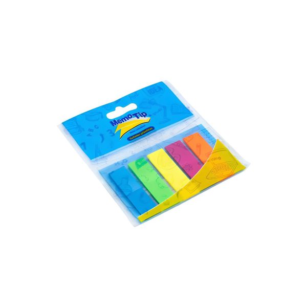 BANDERITAS JANEL MEMO TIP COLORES SURTIDOS NEON 5 X 1.69 PULGADAS CARTERA CON 25 HOJAS