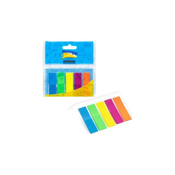 BANDERITAS JANEL MEMO TIP COLORES SURTIDOS NEON 5 X 1.69 PULGADAS CARTERA CON 25 HOJAS