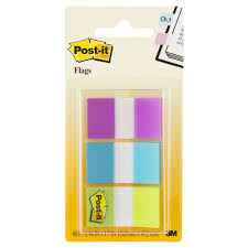 BANDERITAS POST-IT 680-PBG 2.54 x 3.81 CM 3 BLOCK MORADO AZUL Y VERDE CON 20 HJ