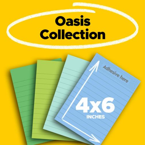 BLOCK DE NOTAS SUPER STICKY OASIS 4 PAQUETES CON 45 HOJAS CADA UNO 101MM X 152MM