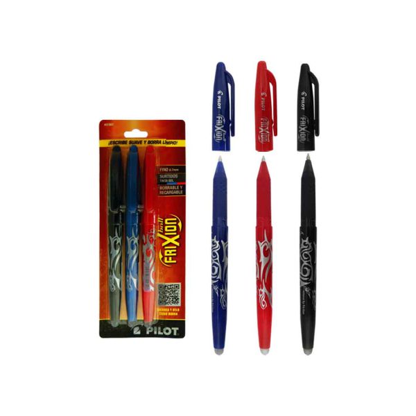 BOLIGRAFO BORRABLE PILOT FRIXION NEGRO AZUL Y ROJO 0.7 MM 31557 CON 3 PIEZAS