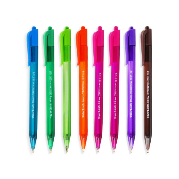 BOLIGRAFO KILOMETRICO RETRACTIL 100INJOY PUNTO MEDIANO COLORES SURTIDOS 8 PZS