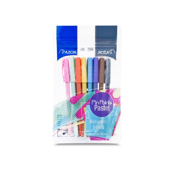 BOLIGRAFO PIN POINT FINO  PASTEL COLORES SURTIDOS 6808P  CON 8 PIEZAS