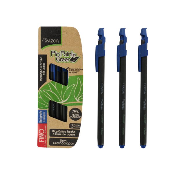 BOLIGRAFO-PIN-POINT-GREEN-FINO-AZUL-6893AZ-CON-3-PIEZAS_B129-038_3-1 BOLIGRAFO PIN POINT GREEN FINO AZUL 6893AZ CON 3 PIEZAS