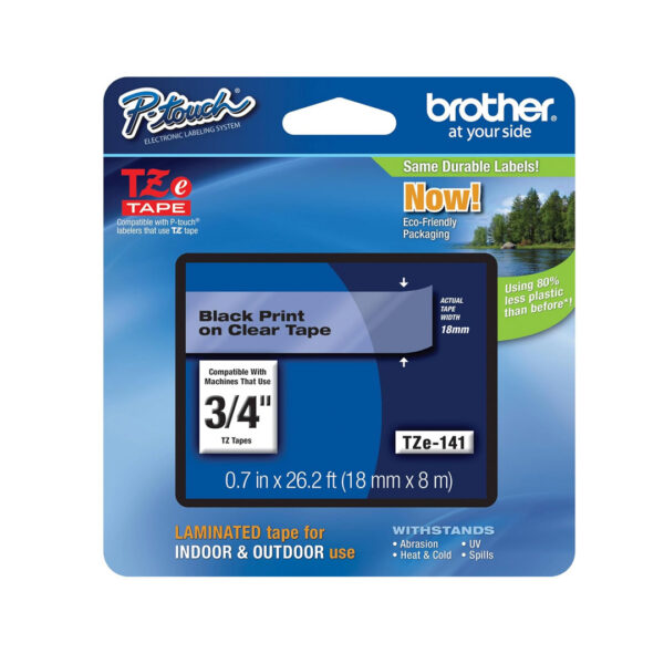C150-050_2 CINTA BROTHER TZE-141 NEGRO/TRANSPARENTE 18MM