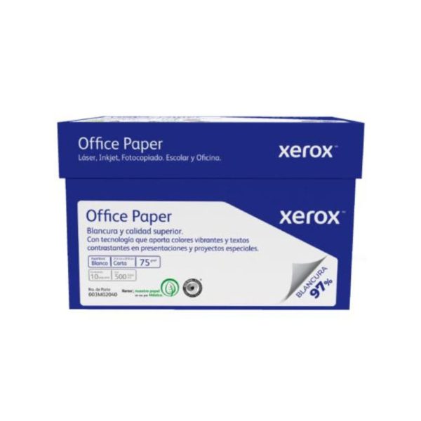 CAJA DE PAPEL XEROX AZUL OFICIO 97% BLANCURA 10 PAQUETES C/500 HOJAS 75 GR