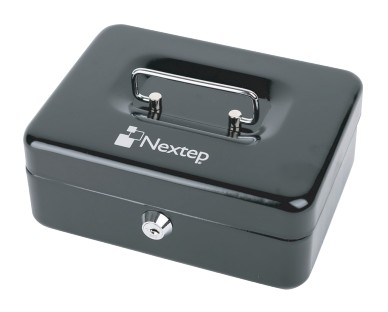 CAJA PARA DINERO METALICA NEGRA MEDIANA NEXTEP