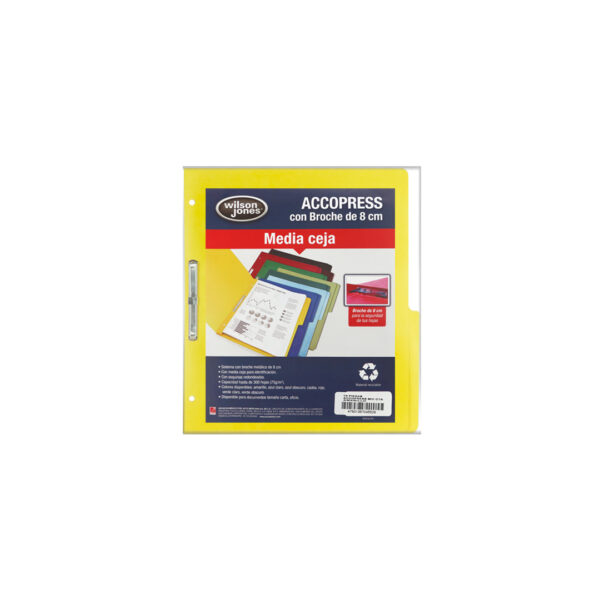CARPETA PRESSBOARD BROCHE SIN PERCALINA CARTA AMARILLO P4552 CON 10 PZS