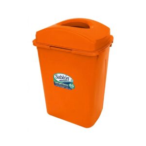 CESTO DE BASURA  TAPA ELIPTICA 65 LITROS NARANJA 8161NA