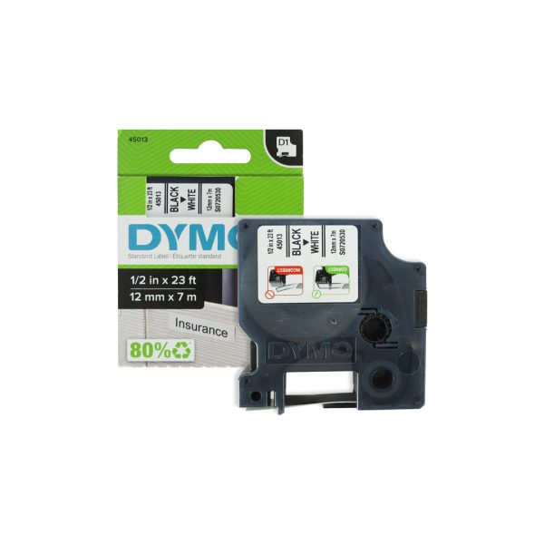 CINTA DYMO ELEC. 45013 NEGRO SOBRE BLANCO 12 MM