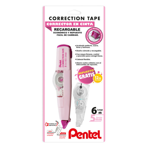 CORRECTOR EN CINTA RECARGABLE DE 5MM X 6 M