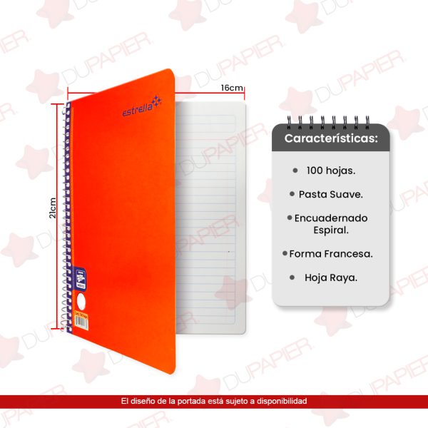 CUADERNO ESPIRAL FORMA FRANCESA RAYA 0178 CON 100 HOJAS