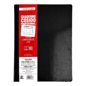 CUADERNO PROFESIONAL COSIDO FIRST CLASS CUADRO GRANDE 3121 NEGRO CON 100 HOJAS