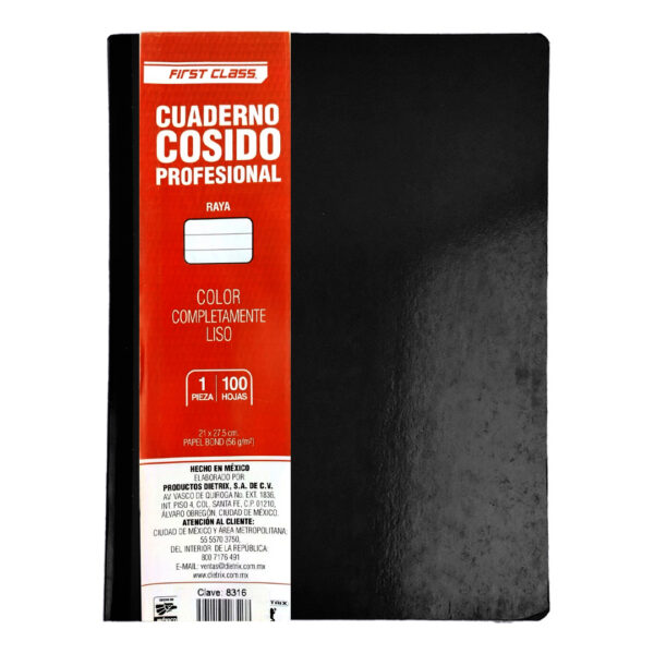 CUADERNO-PROFESIONAL-COSIDO-FIRST-CLASS-RAYA-3113-NEGRO-CON-100-HOJAS_C308-017_14 CUADERNO PROFESIONAL COSIDO FIRST CLASS RAYA 3113 NEGRO CON 100 HOJAS