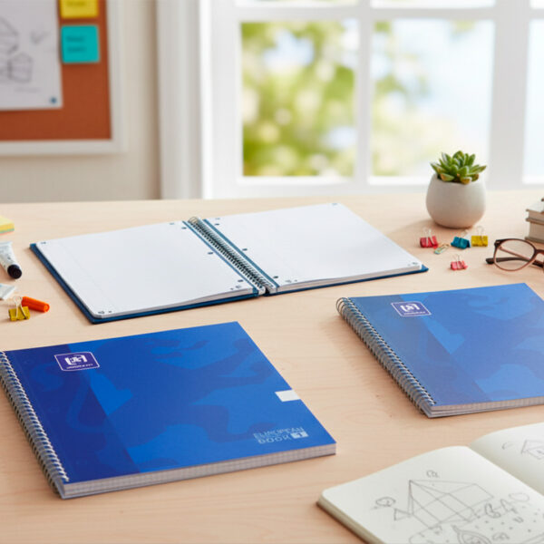 CUADERNO PROFESIONAL EUROPEAN PASTA DURA RAYA CON ESPIRAL 80 HOJAS AZUL MARINO