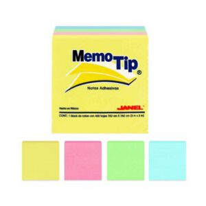 CUBO NOTAS ADHESIVAS MEMO-TIP ARCOIRIS PASTEL 3X3 PULGADAS DE 400 HOJAS