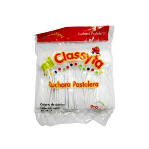 CUCHARA DE PLASTICO PASTELERA CON 50 PZS.