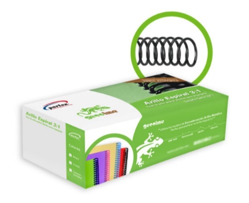 ESPIRAL PLASTICO NEGRO DE 8 MM 3:1 PARA 60 HOJAS CON 160 PZS