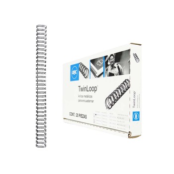 ESPIRAL TWIN LOOP METALICO NEGRO 1/2 PULGADAS PASO 3:1CON 20 PZS