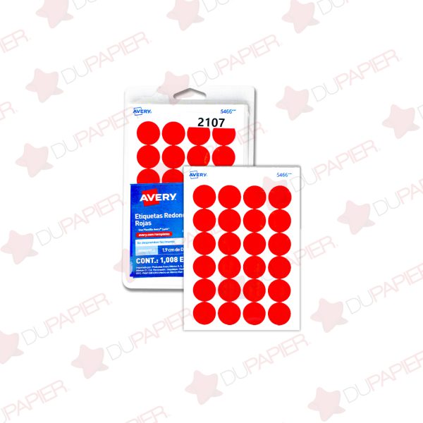 ETIQUETA REMOVIBLE CIRCULAR ROJO 2107 CON 1008 PZS