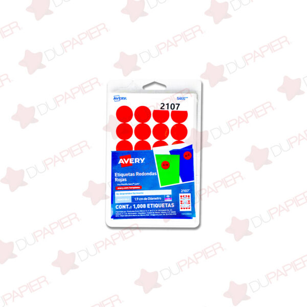 ETIQUETA REMOVIBLE CIRCULAR ROJO 2107 CON 1008 PZS