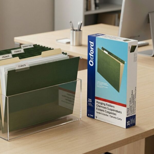 FOLDER COLGANTE TAMAÑO OFICIO VERDE 100% ECOLOGICO CON 25 PZS