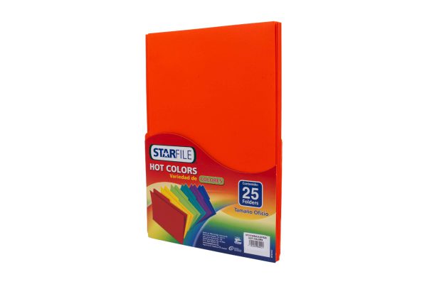 FOLDER HOT COLORS TAMAÑO OFICIO NARANJA PH0037 CON 25 PZS