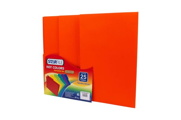 FOLDER HOT COLORS TAMAÑO OFICIO NARANJA PH0037 CON 25 PZS