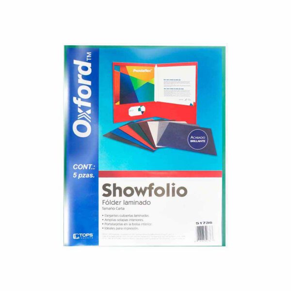 FOLDER OXFORD SHOWFOLIO VERDE 51736 PAQUETE CON 5 PZS