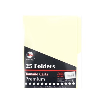 FOLDER TAMAÑO CARTA MANILA CREMA PC1003 CON 25 PZS