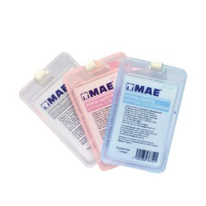 GAFETE DE PLASTICO VERTICAL 5.4 X 8.5 CM COLOR PASTEL CON CORDON PAQUETE CON 12