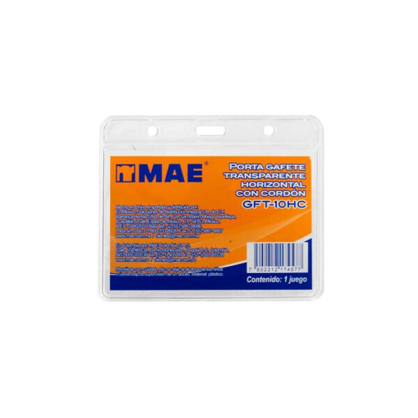 GAFETE TRANSPARENTE HORIZONTAL CON CORDON GFT-10HC