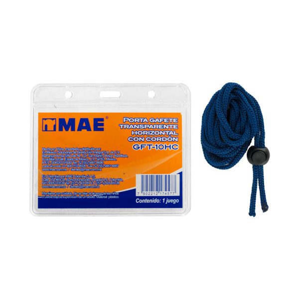 GAFETE TRANSPARENTE HORIZONTAL CON CORDON GFT-10HC