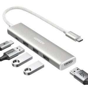 HUB USB TIPO C 5 EN 1 HDMI 20 4K 3 USB A 3 0 USB C CARGA 100W ALUMINIO