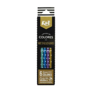LAPICES DE COLORES LARGOS KIUT METAL CON 6 PZS