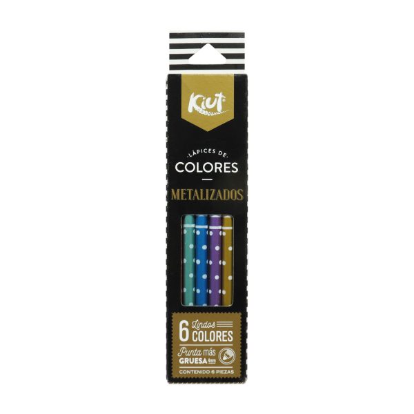 LAPICES DE COLORES LARGOS KIUT METAL CON 6 PZS