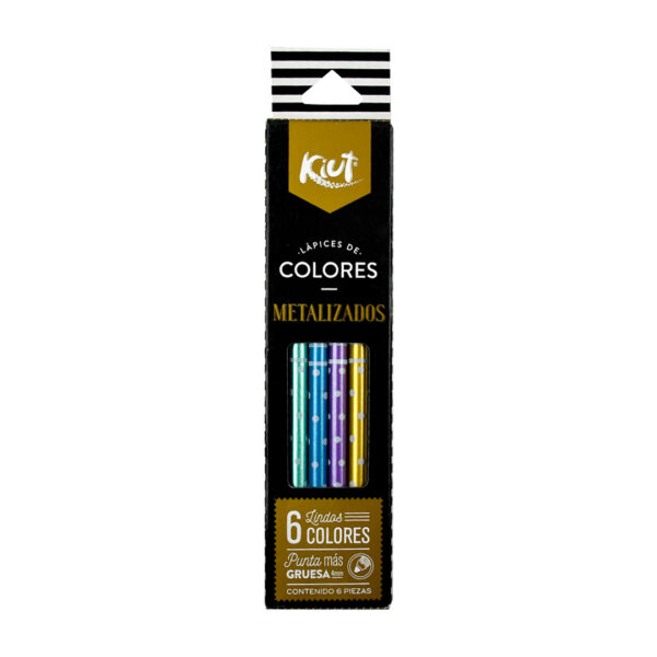 LAPICES DE COLORES LARGOS KIUT METAL CON 6 PZS
