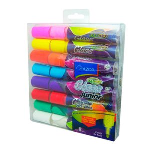 MARCADOR AQUARELO GLASS JR 22826 ESTUCHE CON 8 PZS
