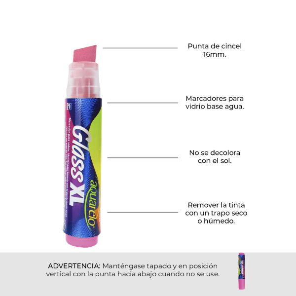 MARCADOR AQUARELO GLASS XL ROSA 22025RS PAQUETE CON 4 PZS