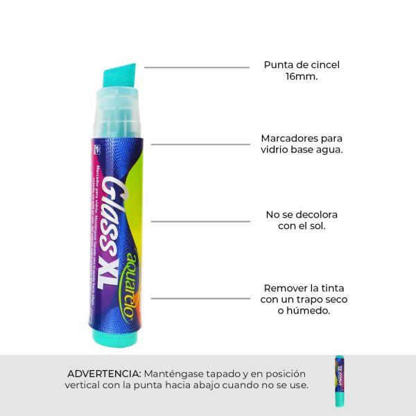 MARCADOR AQUARELO GLASS XL VERDE 22025VE PAQUETE CON 4 PZS