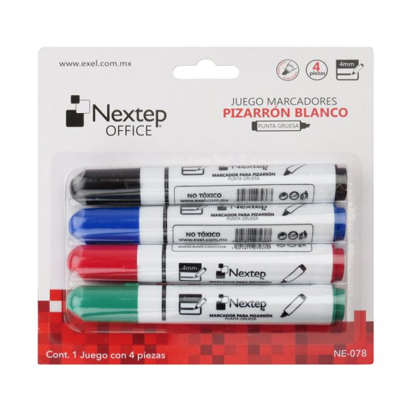 MARCADOR NEXTEP PARA PIZARRON ESTUCHE CON 4 COLORES