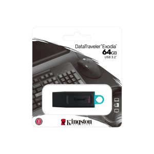 MEMORIA USB KINGSTON DATA TRAVEL EXODIA 64GB 3.2 NEGRO/AZUL