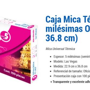 MICA TERMICA 5 MILESIMAS OFICIO CON 100 PZS