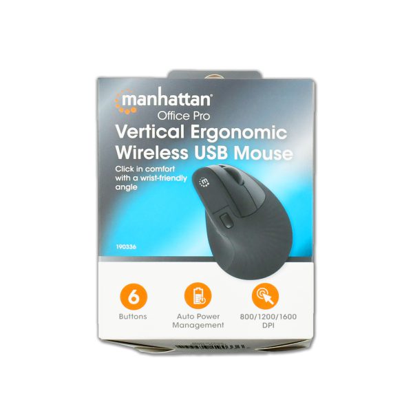 MOUSE MANHATTAN ERGONOMICO RF INALÁMBRICO 1600 DPI MOD. 190336