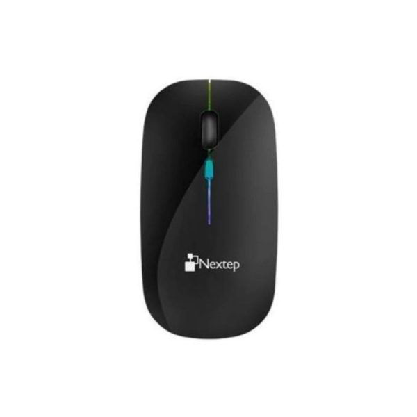 MOUSE NEXTEP INALÁMBRICO RECARGABLE DELGADO/SILENCIOSO RGB 1600 DPI COLOR NEGRO