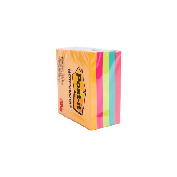 NOTAS ADHESIVAS POST-IT NEON 76X76 MM CON 5 PIEZAS DE 375 HOJAS