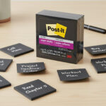 NOTAS ADHESIVAS POST-IT SUPER STICKY 76X76 MM NEGRO CON 5 PAQUETES DE 70 HOJAS