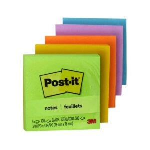 NOTAS ADHESIVAS POST-IT ULTRA 5 COLORES 654-5UC 3X3 PULGADAS DE 500 HOJAS