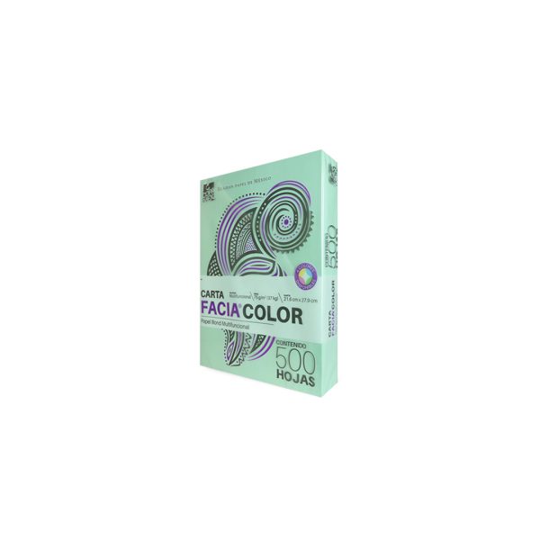 PAPEL BOND VERDE CARTA PAQUETE CON 500 HOJAS 75 GRS