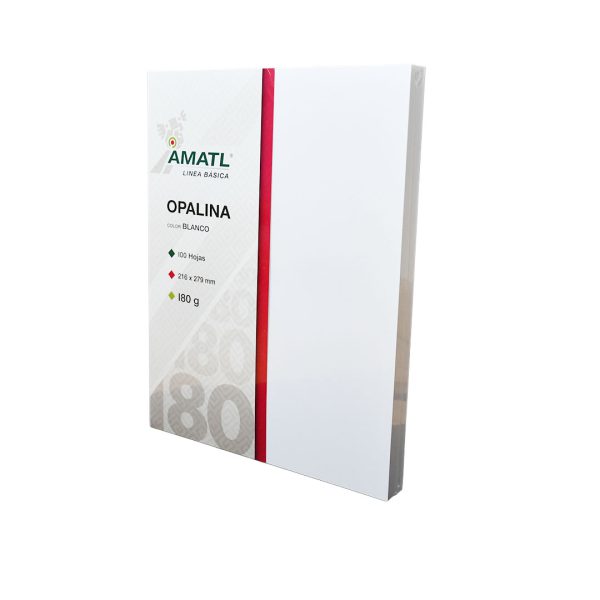 PAPEL OPALINA CARTA BLANCO PAQUETE CON 100 HOJAS 180 GRS